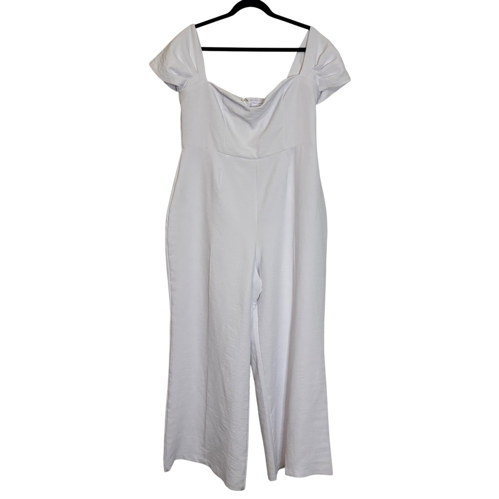 Abercrombie Fitch White Square Neck Wide Leg Jumpsuit Women's XL